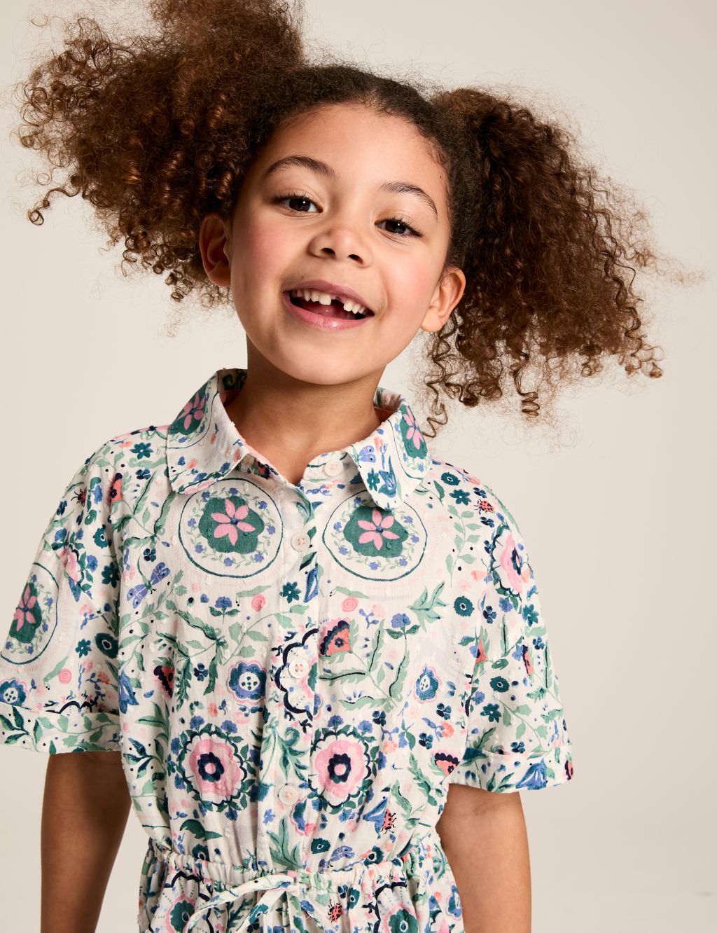 Pure Cotton Floral Shirt Dress (4-12 Yrs) 2 of 6
