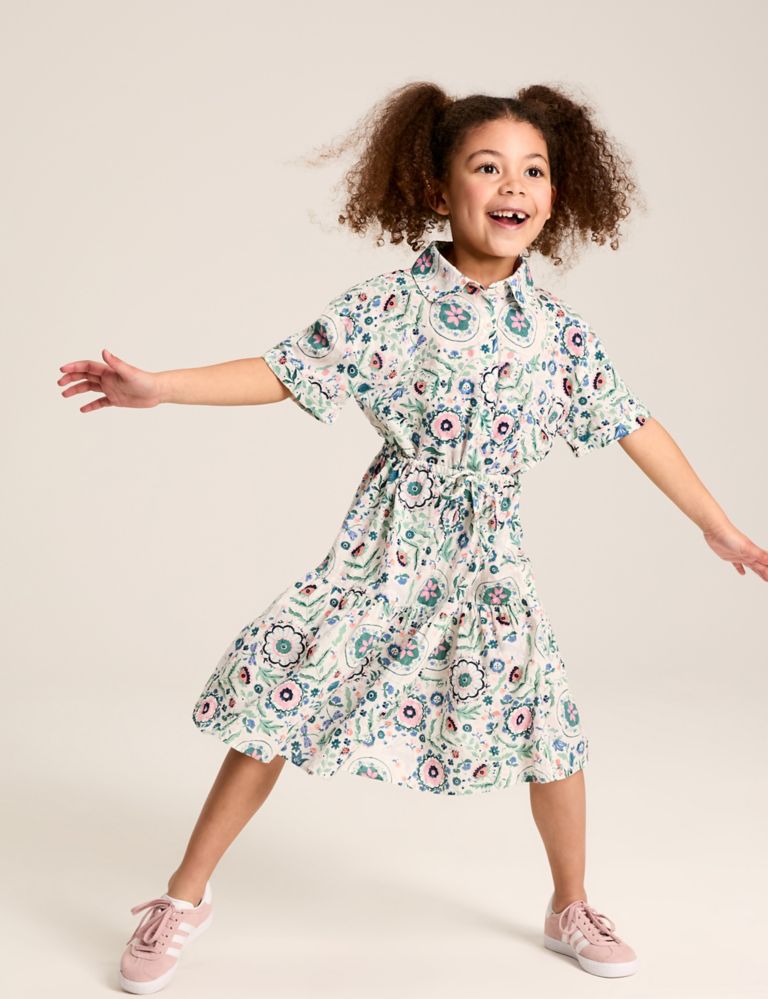 Pure Cotton Floral Shirt Dress (4-12 Yrs) 5 of 6