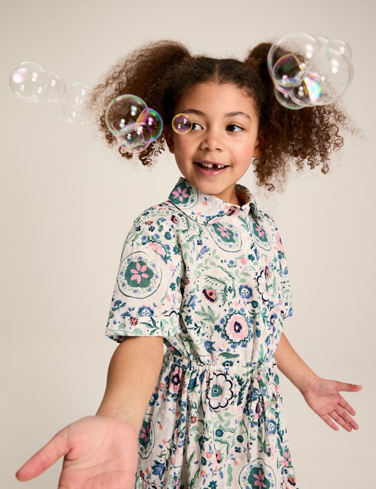 Pure Cotton Floral Shirt Dress (4-12 Yrs) 6 of 6