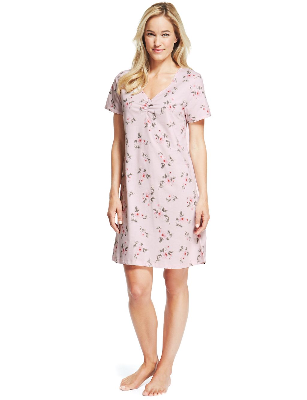Pure Cotton Floral Short Nightdress 3 of 3