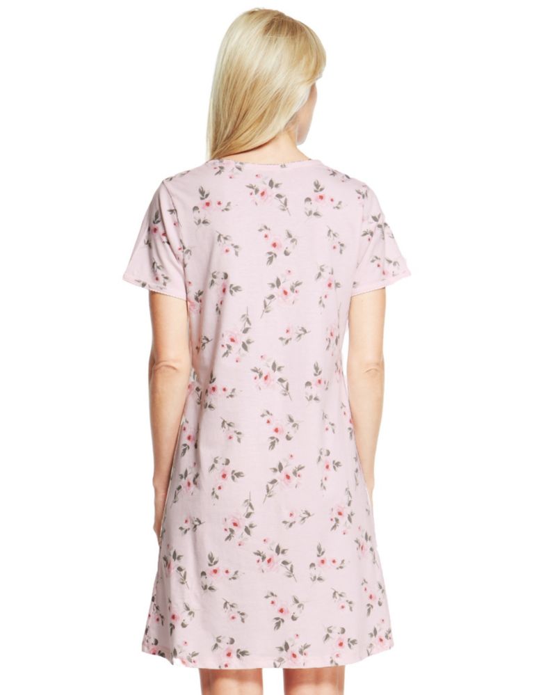 Pure Cotton Floral Short Nightdress 3 of 3