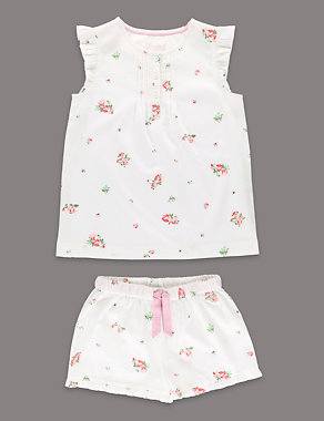 Pure Cotton Floral Short Pyjamas (1-16 Years) Image 2 of 4