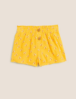 Pure Cotton Floral Shorts (2-7 Yrs) Image 2 of 5