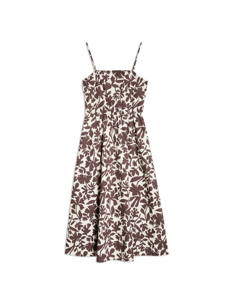 Pure Cotton Floral Square Neck Waisted Dress 2 of 5