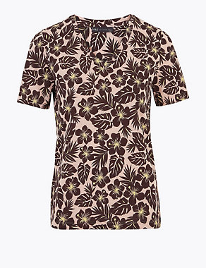 Pure Cotton Floral Straight Fit T-Shirt Image 2 of 4