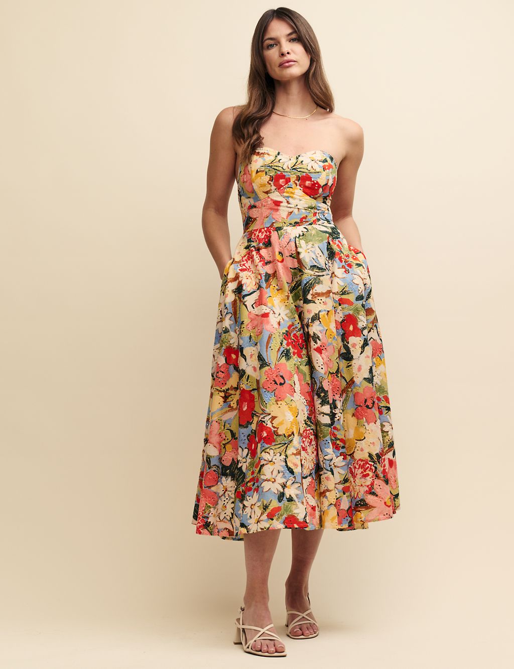Pure Cotton Floral Sweetheart Neckline Dress 7 of 8
