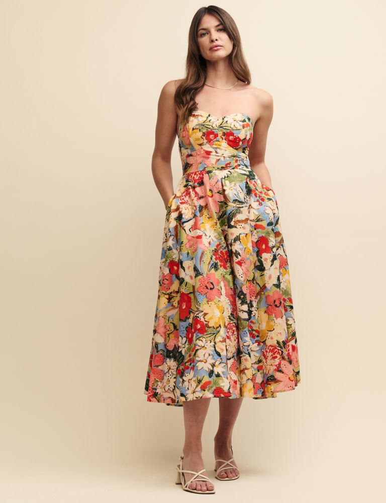Pure Cotton Floral Sweetheart Neckline Dress 4 of 8