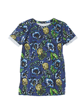 Pure Cotton Floral T-Shirt (5-14 Years) Image 2 of 3