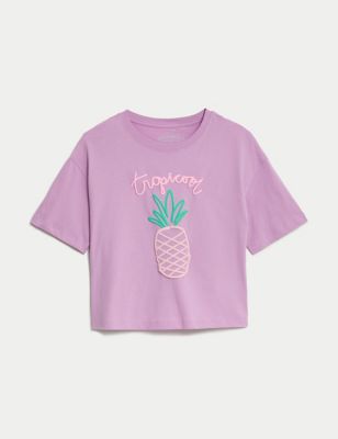 Pure Cotton Floral T-Shirt (6-16 Yrs) Image 2 of 5