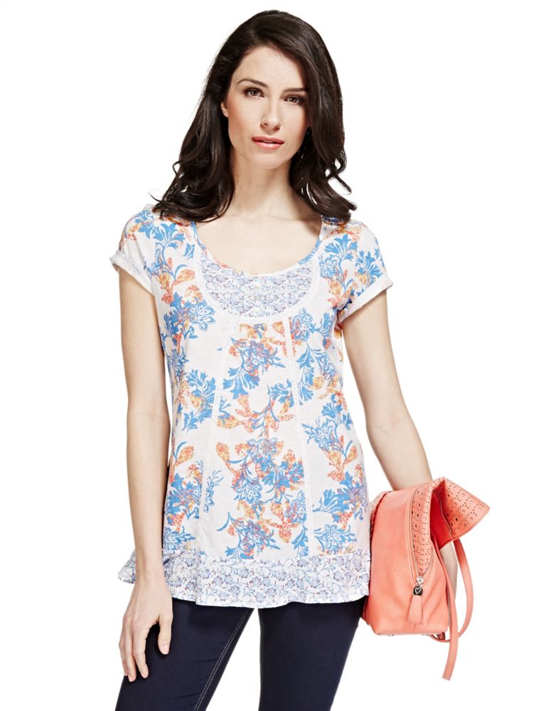 Pure Cotton Floral T-Shirt 1 of 4