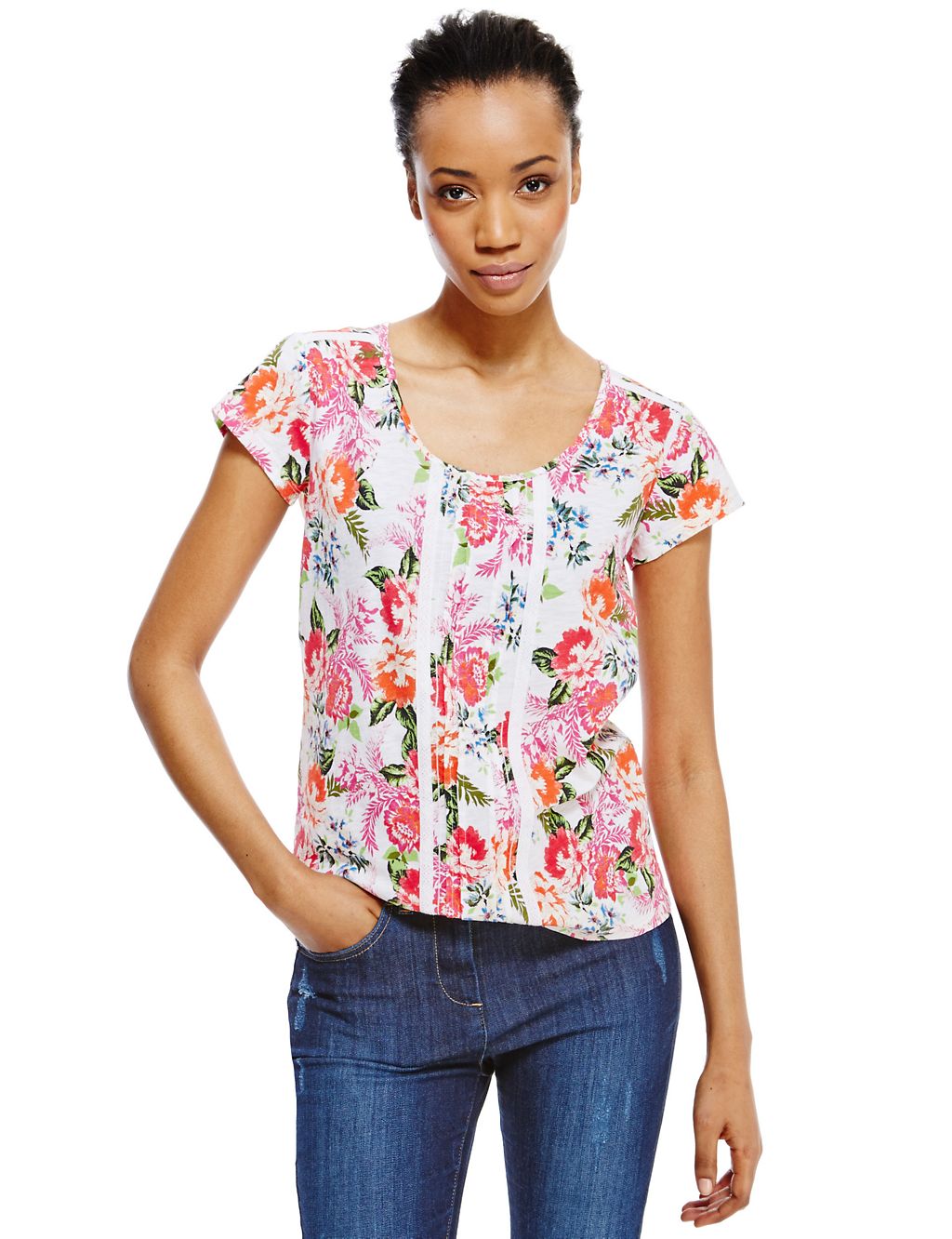 Pure Cotton Floral T-Shirt 2 of 4