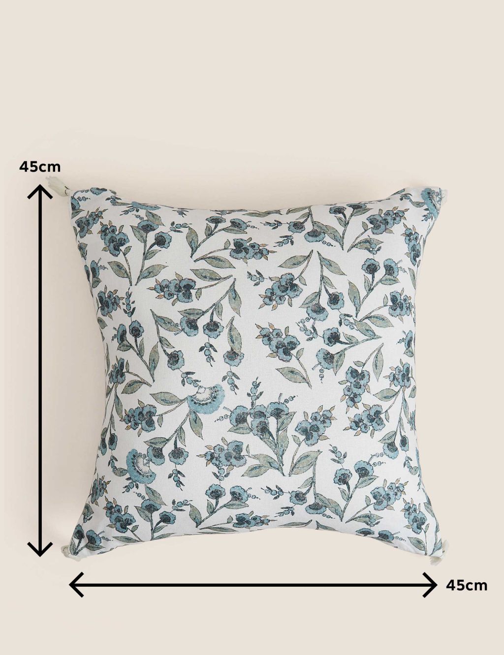 Pure Cotton Floral Tassled Cushion 6 of 6