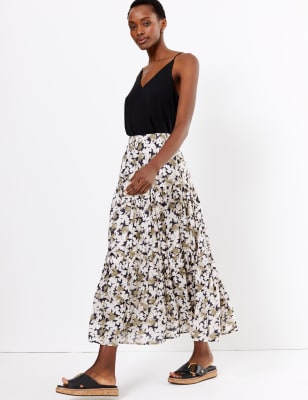 Floral tiered best sale maxi skirt