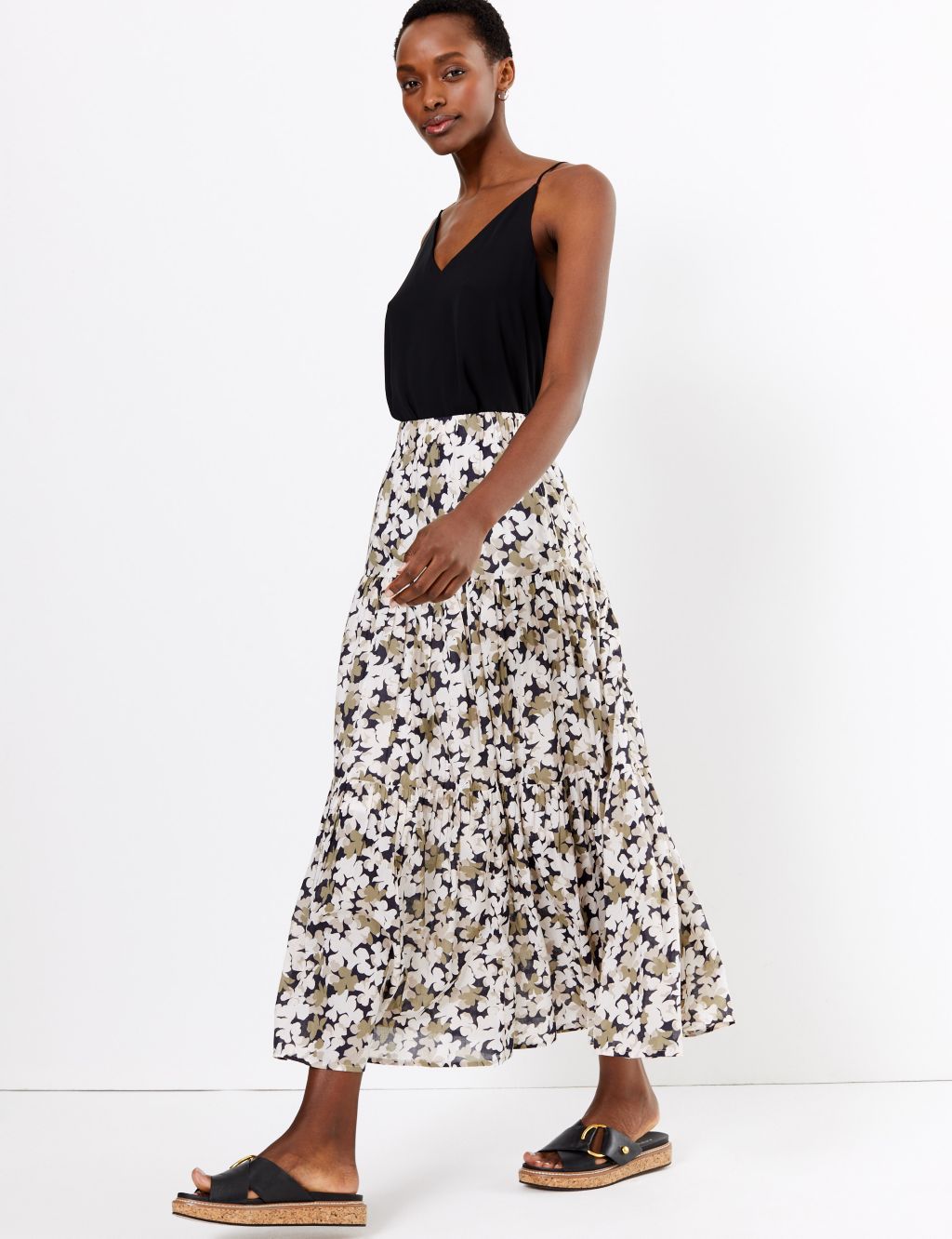 Pure Cotton Floral Tiered Maxi Skirt | M&S Collection | M&S