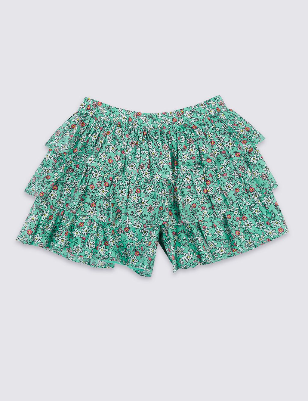 Pure Cotton Floral Tiered Skorts (3 Months - 7 Years) 1 of 4