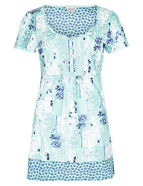 Pure Cotton Floral Tunic Image 2 of 5