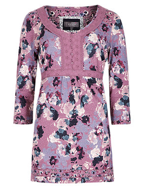 Pure Cotton Floral Tunic Image 2 of 4