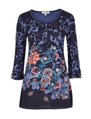 Pure Cotton Floral Tunic Image 2 of 3