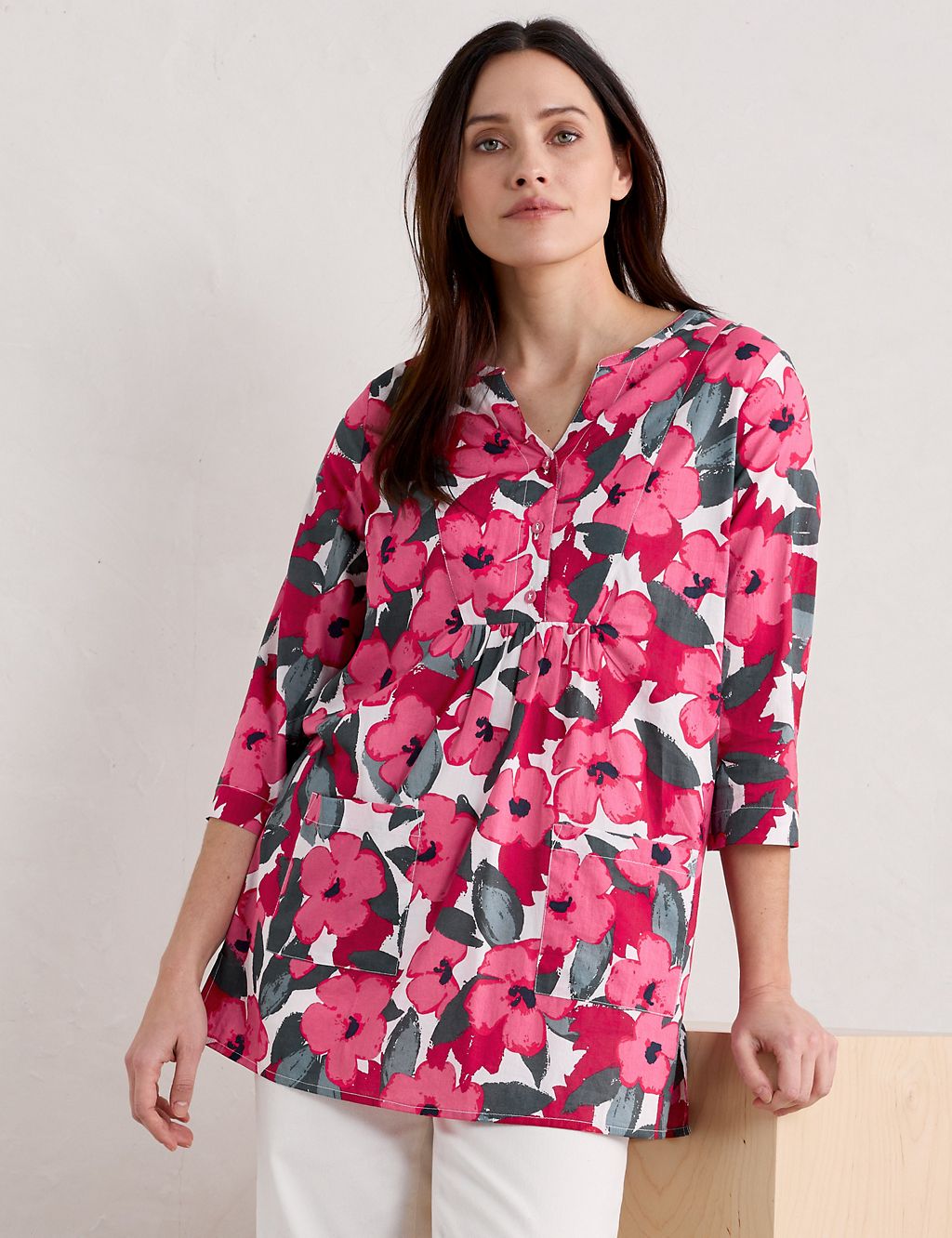 Pure Cotton Floral Tunic 1 of 4