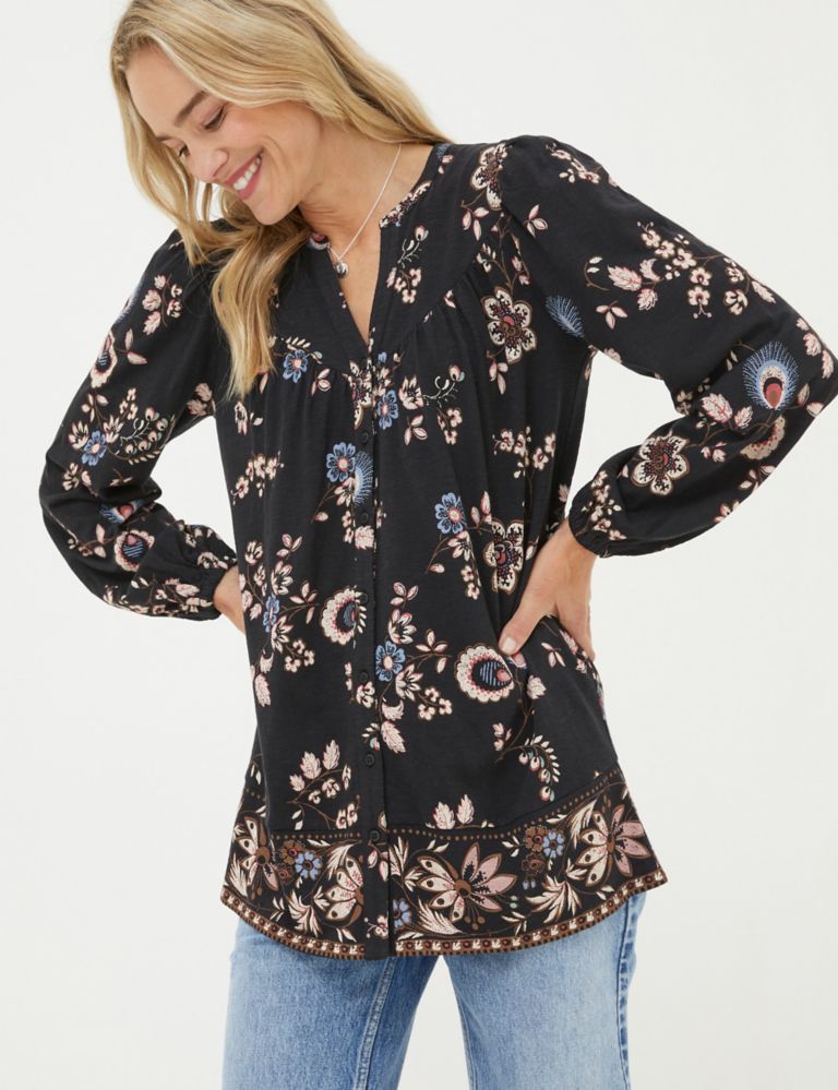 Pure Cotton Floral Tunic 1 of 4