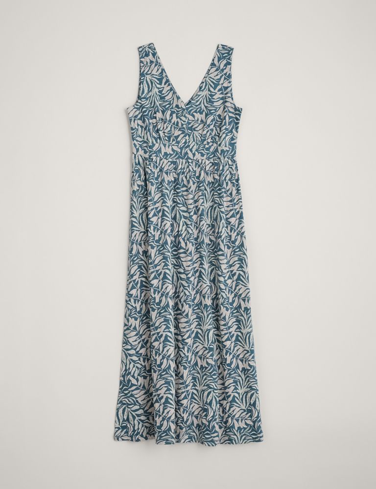 Pure Cotton Floral V-Neck Maxi Waisted Dress 2 of 4