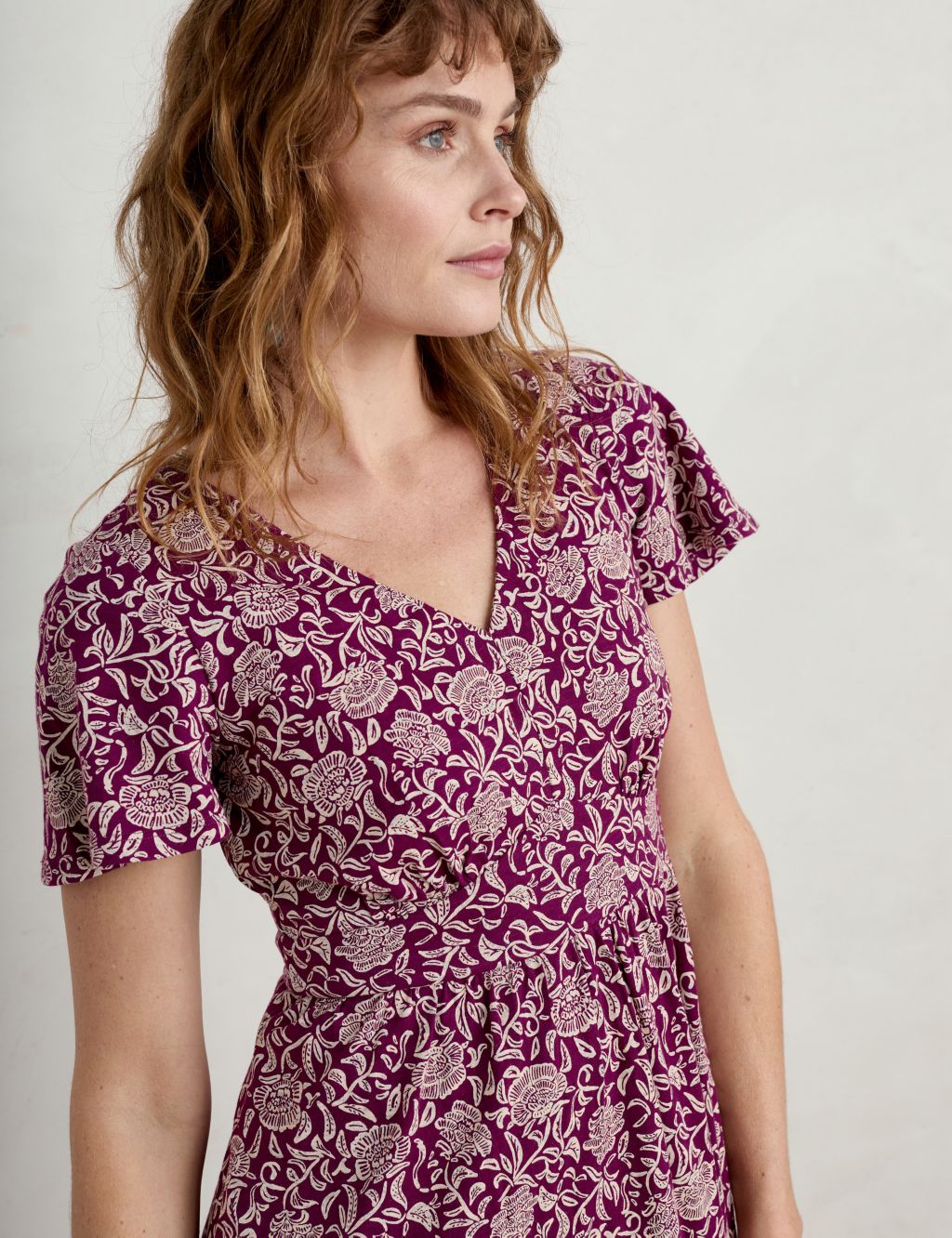 Pure Cotton Floral V-Neck Midaxi Dress 2 of 5