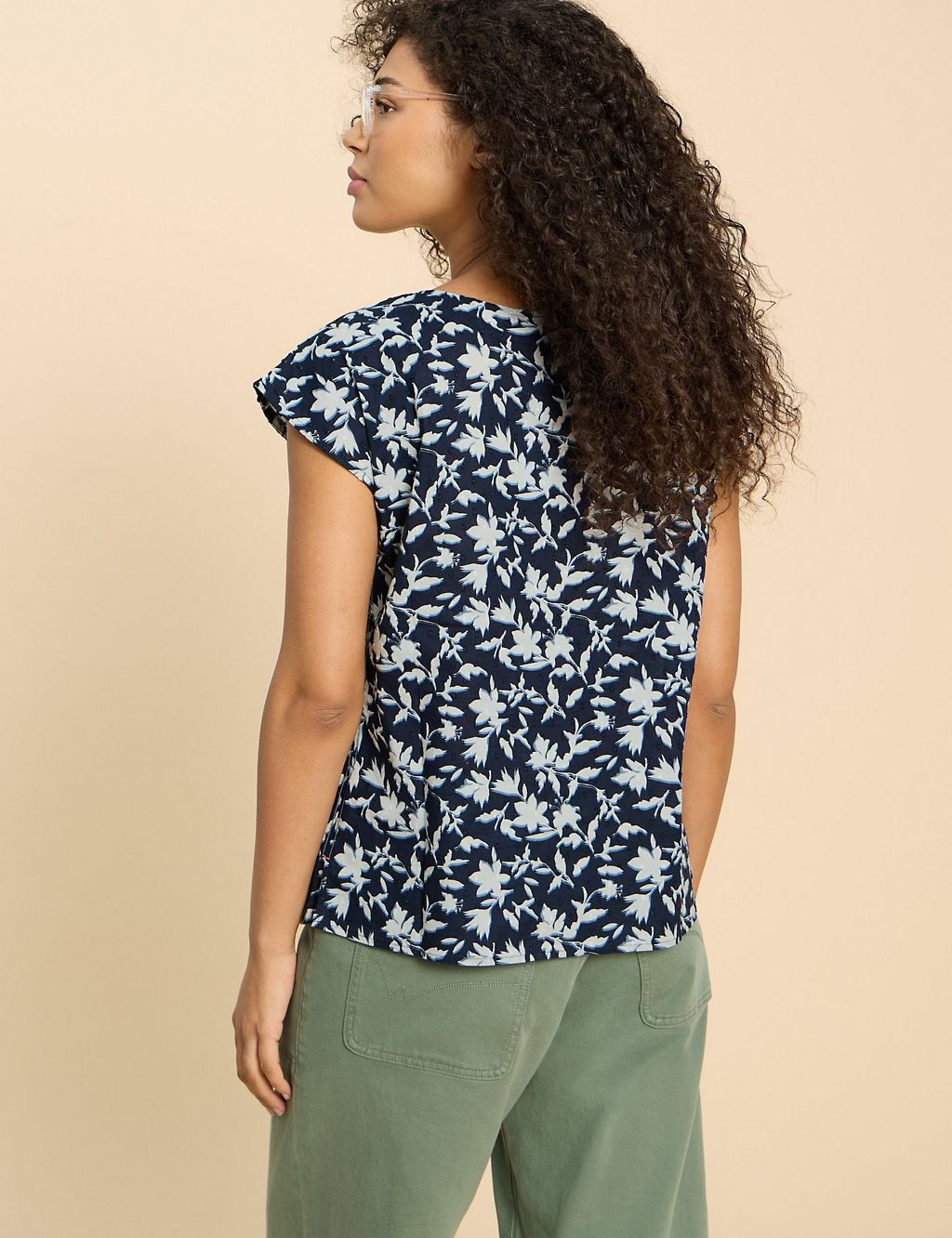 Pure Cotton Floral V-Neck Top 4 of 6