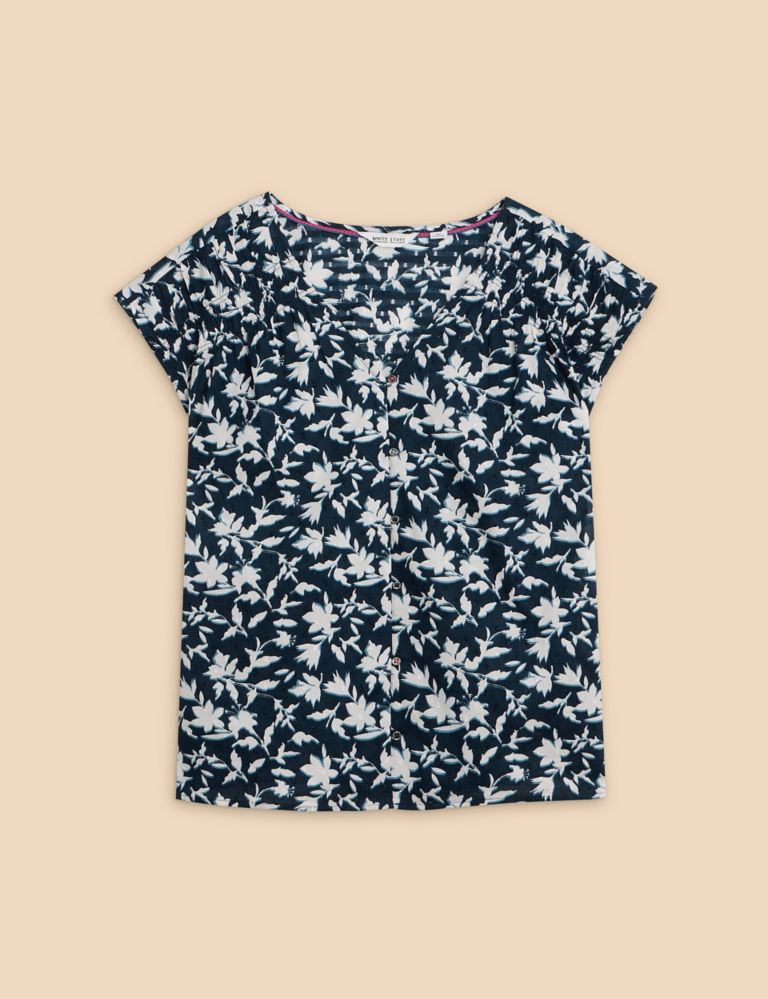 Pure Cotton Floral V-Neck Top 2 of 6