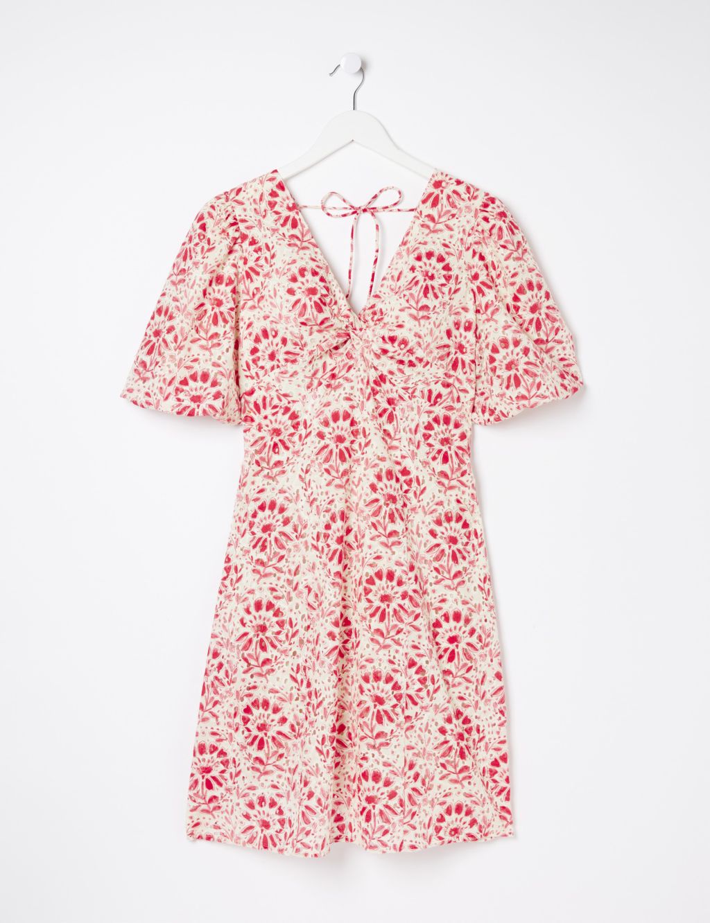 Pure Cotton Floral V-Neck Waisted Dress 1 of 6