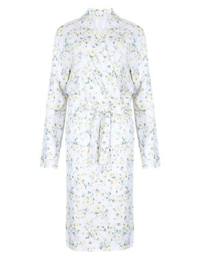 Pure Cotton Floral Waffle Dressing Gown Image 2 of 4