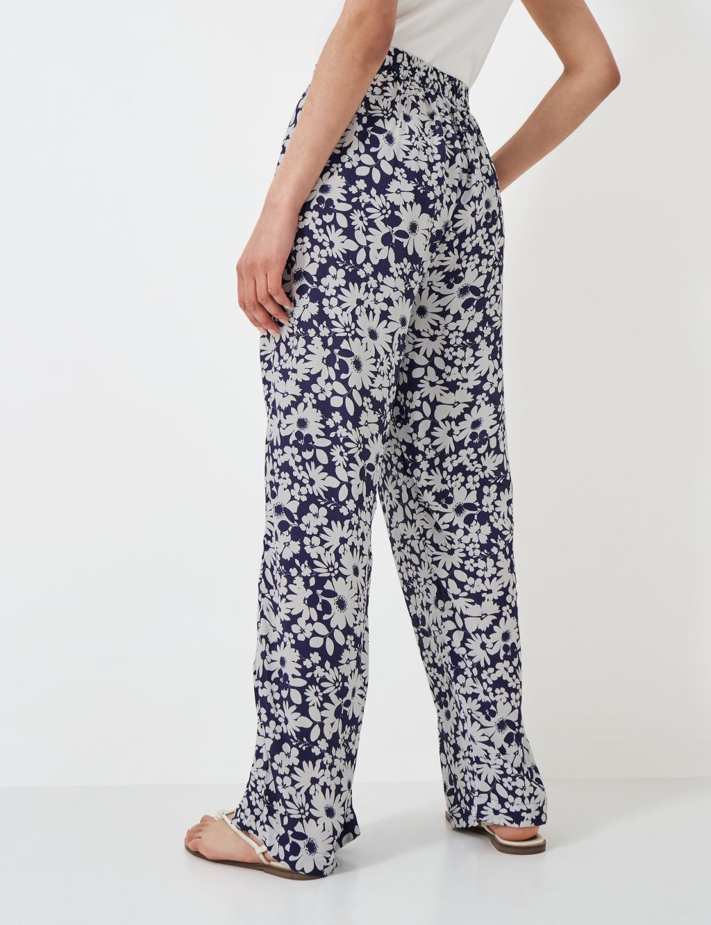Pure Cotton Floral Wide Leg Trousers 4 of 5