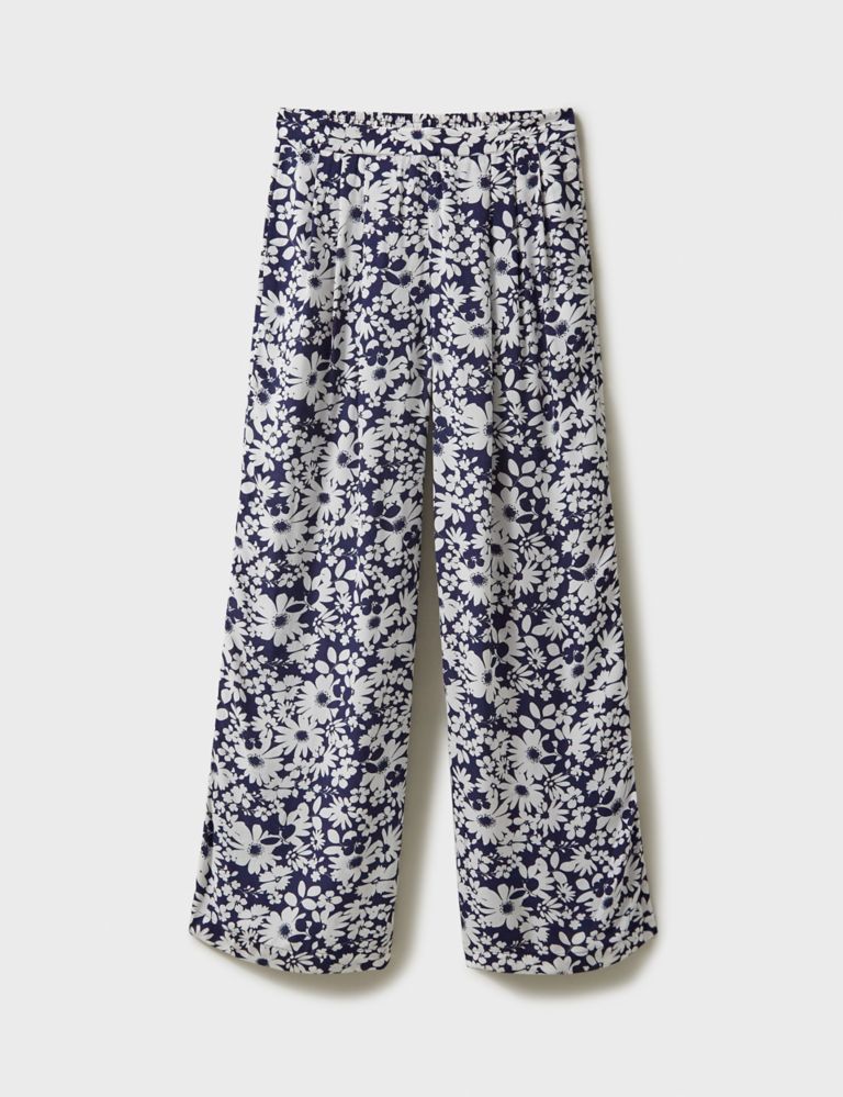 Pure Cotton Floral Wide Leg Trousers 2 of 5