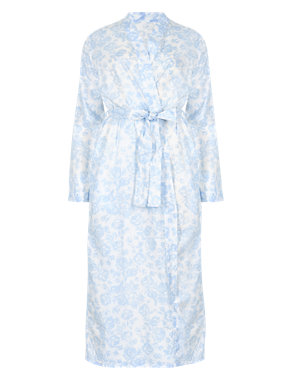Pure Cotton Floral Wrap Dressing Gown with Cool Comfort™ Technology Image 2 of 5