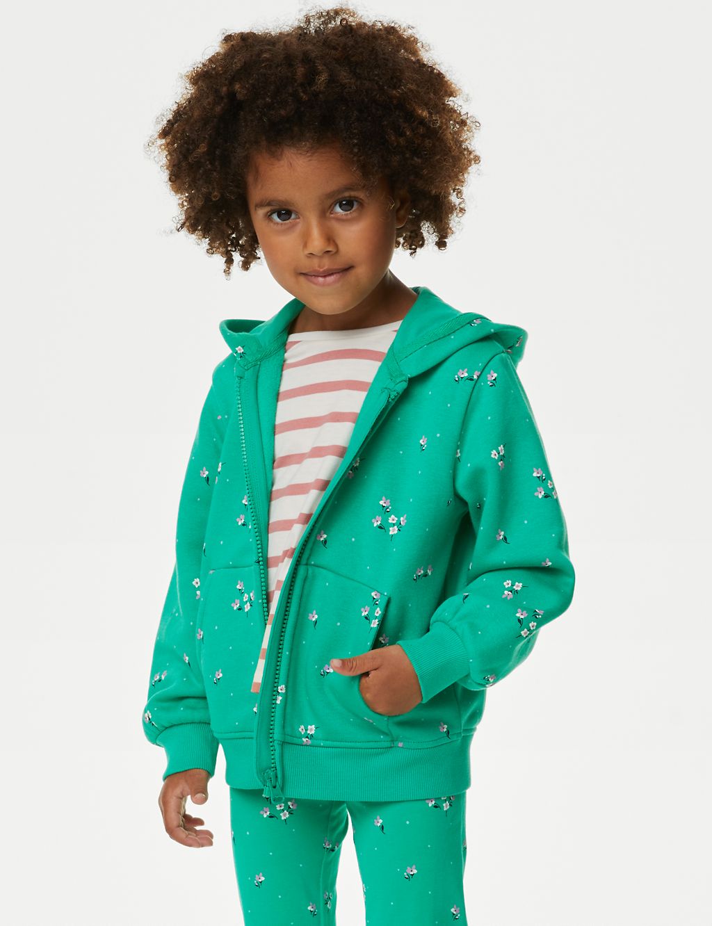 Pure Cotton Floral Zip Hoodie (2-8 Yrs) | M&S Collection | M&S