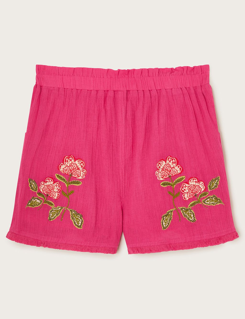 Pure Cotton Flower Embroidered Shorts (3-13 Yrs) 1 of 3