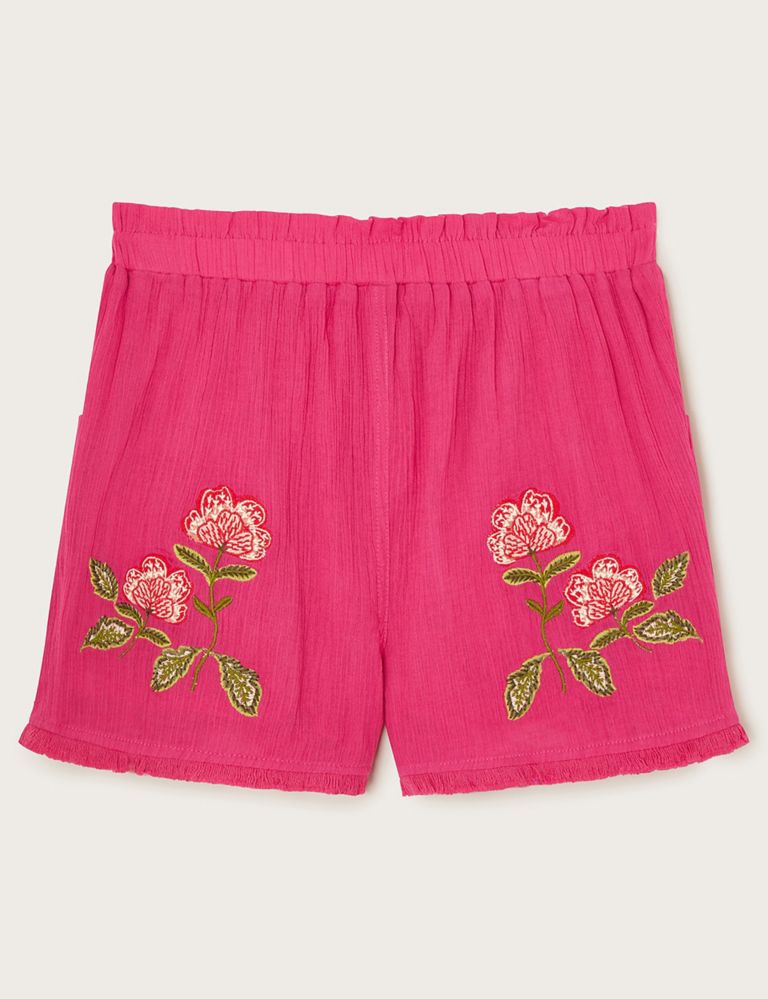 Pure Cotton Flower Embroidered Shorts (3-13 Yrs) 2 of 3