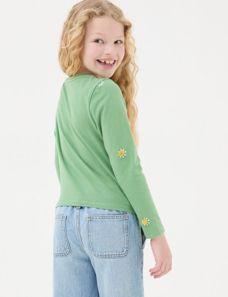 Pure Cotton Flower Embroidered T-Shirt 3 of 5