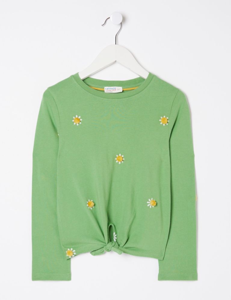 Pure Cotton Flower Embroidered T-Shirt 2 of 5