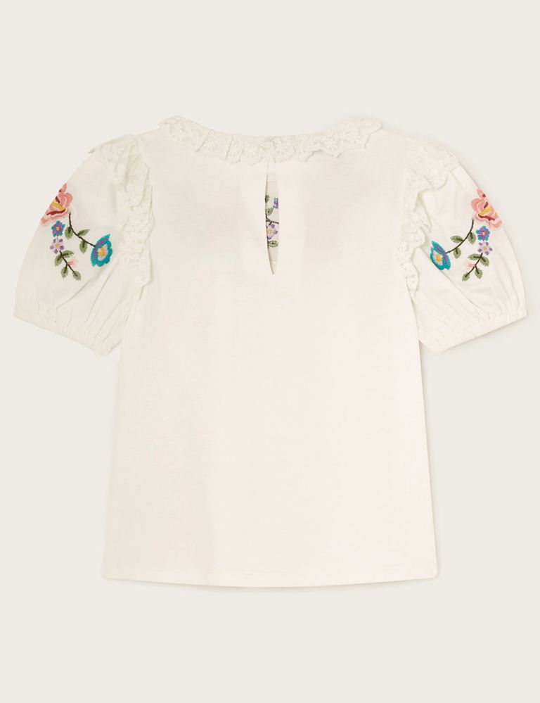 Pure Cotton Flower Embroidered Top (3-12 Yrs) 3 of 4