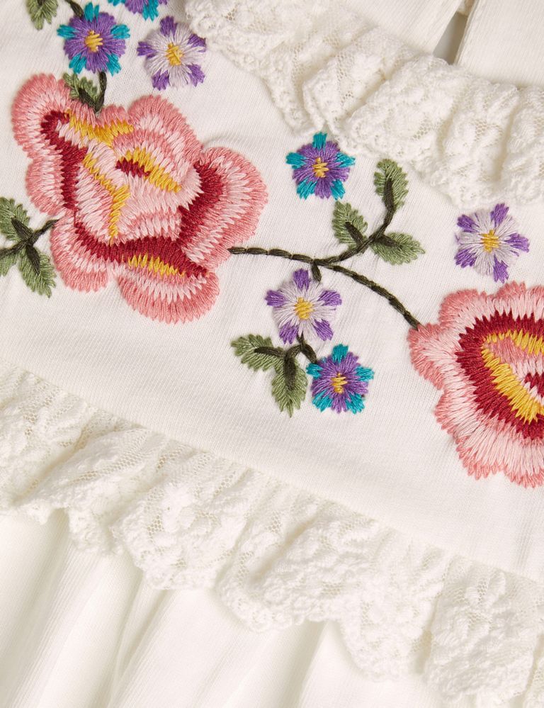 Pure Cotton Flower Embroidered Top (3-12 Yrs) 3 of 3