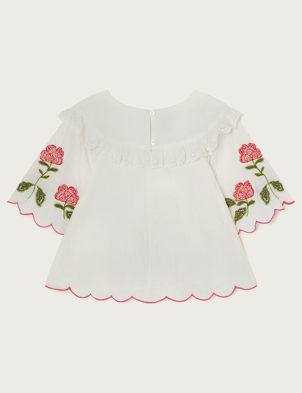 Pure Cotton Flower Embroidered Top (3-13 Yrs) | Monsoon | M&S
