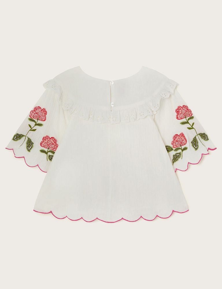 Pure Cotton Flower Embroidered Top (3-13 Yrs) 2 of 3