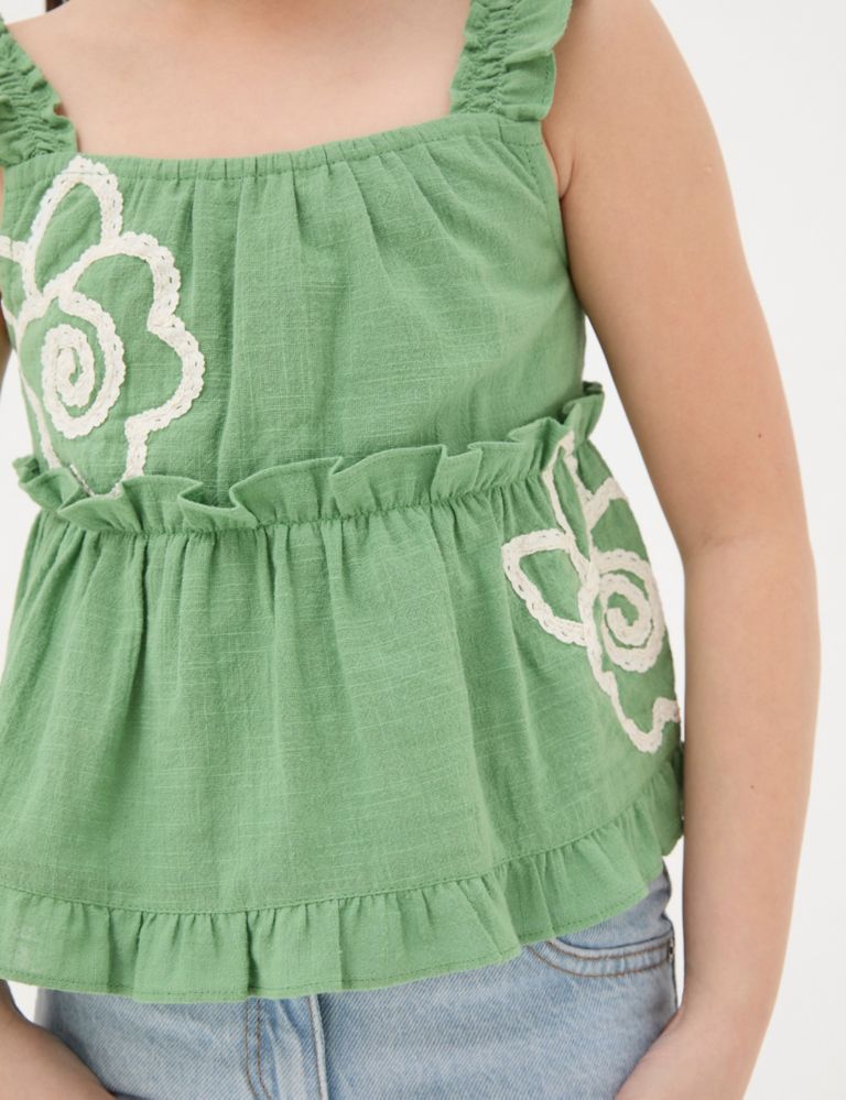 Pure Cotton Flower Embroidered Top (3-13 Yrs) 5 of 5