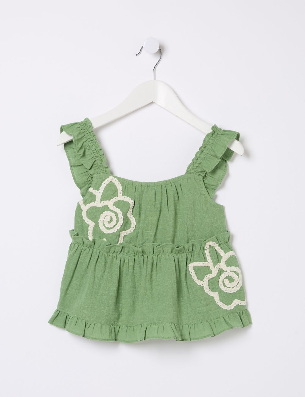 Pure Cotton Flower Embroidered Top (3-13 Yrs) 1 of 5