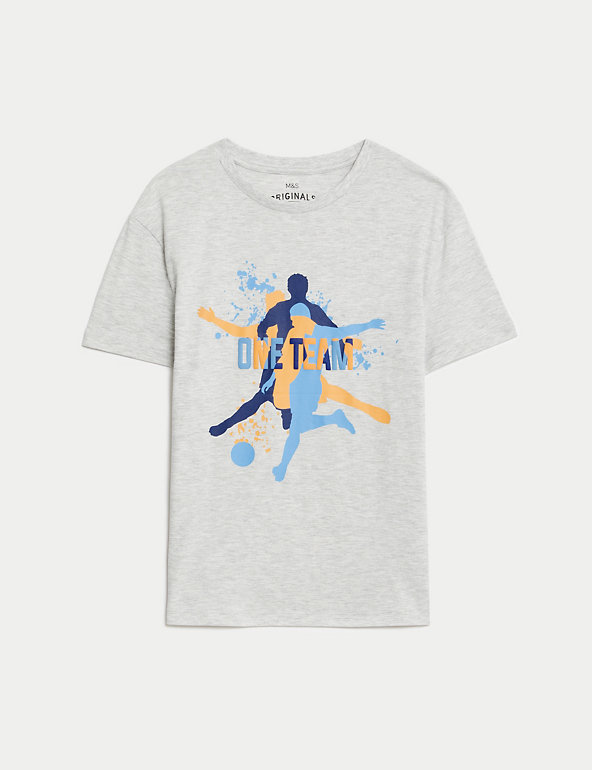 Pure Cotton Football Graphic T-Shirt (6-16 Yrs) Image 1 of 2