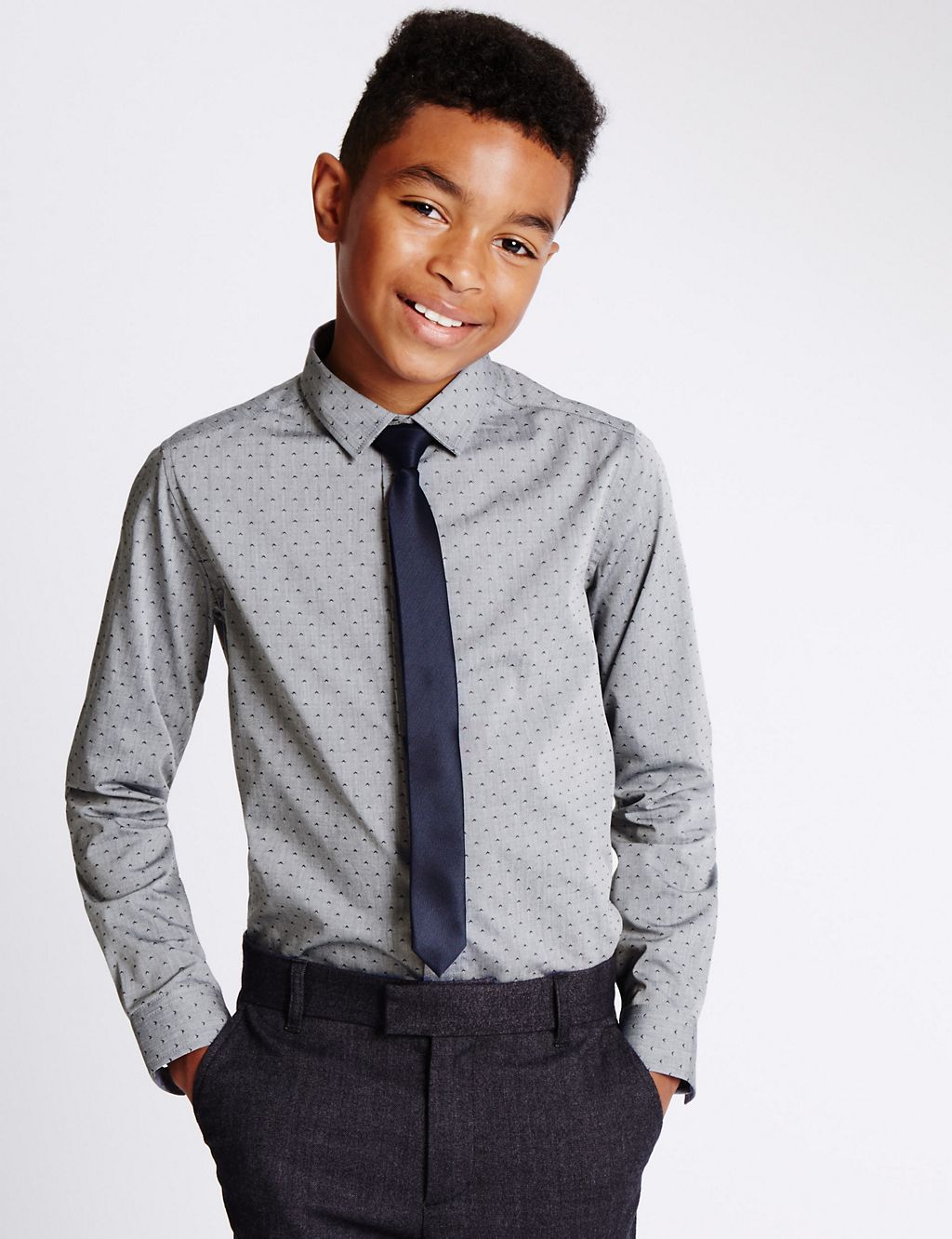 Pure Cotton Formal Shirt with Tie (5-14 Years) 3 of 4