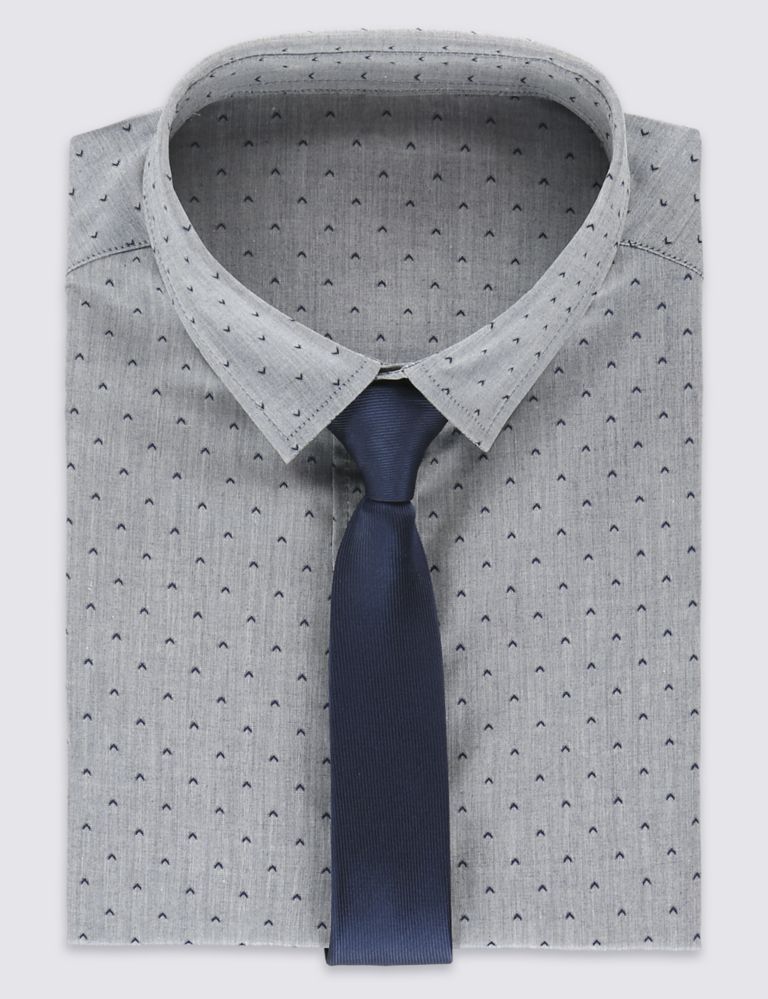 Pure Cotton Formal Shirt with Tie (5-14 Years) 2 of 4