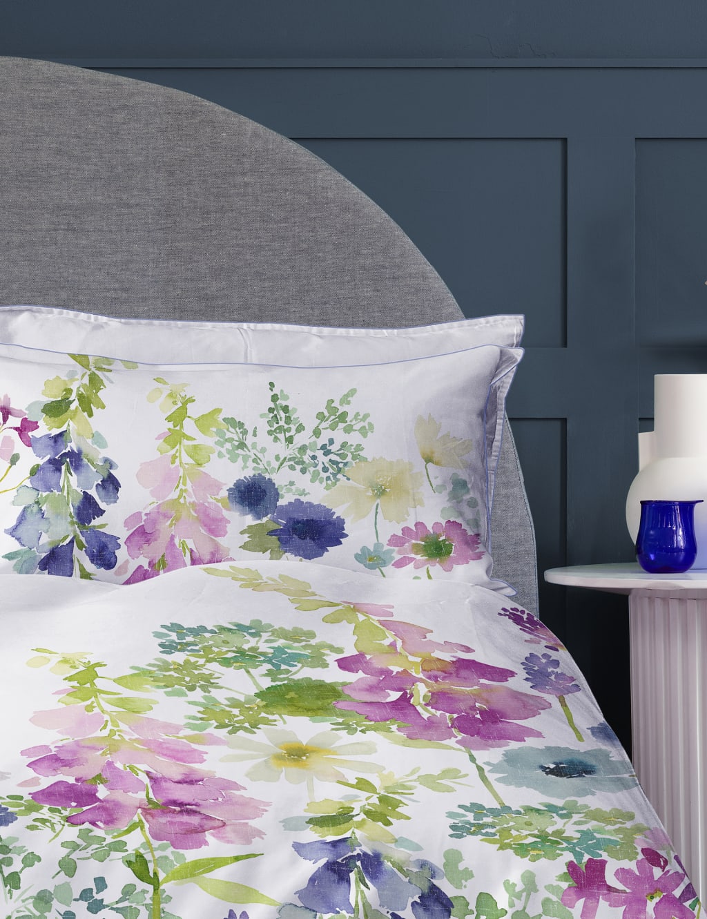 Pure Cotton Foxglove Bedding Set Bluebellgray M&S
