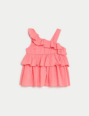 Pure Cotton Frill Blouse (2-8 Yrs) Image 2 of 6