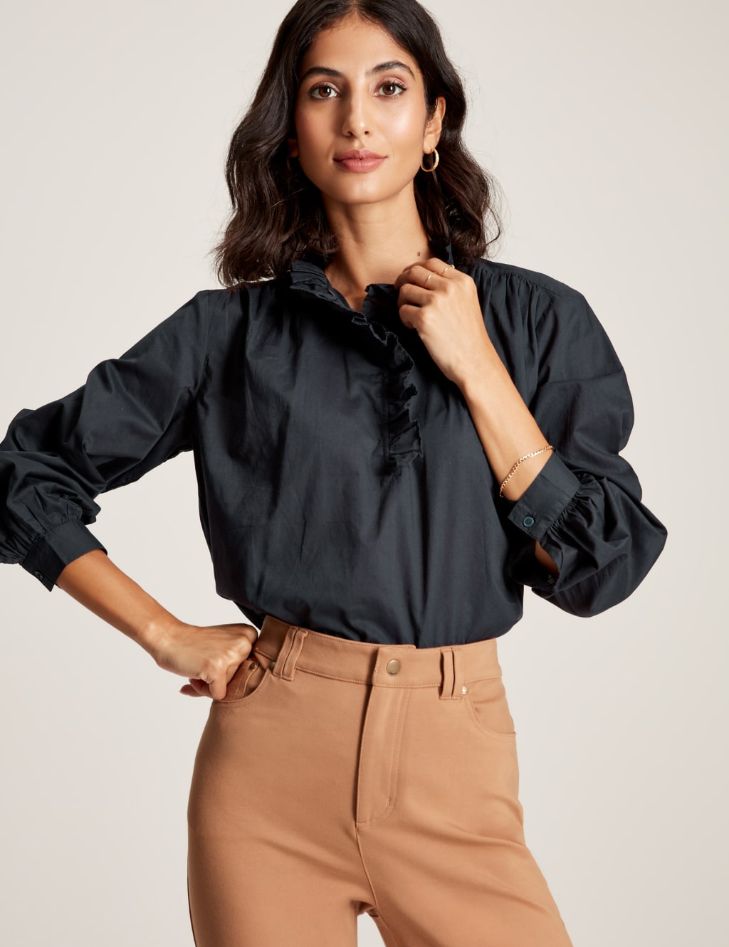 Pure Cotton Frill Neck Blouse | Joules | M&S